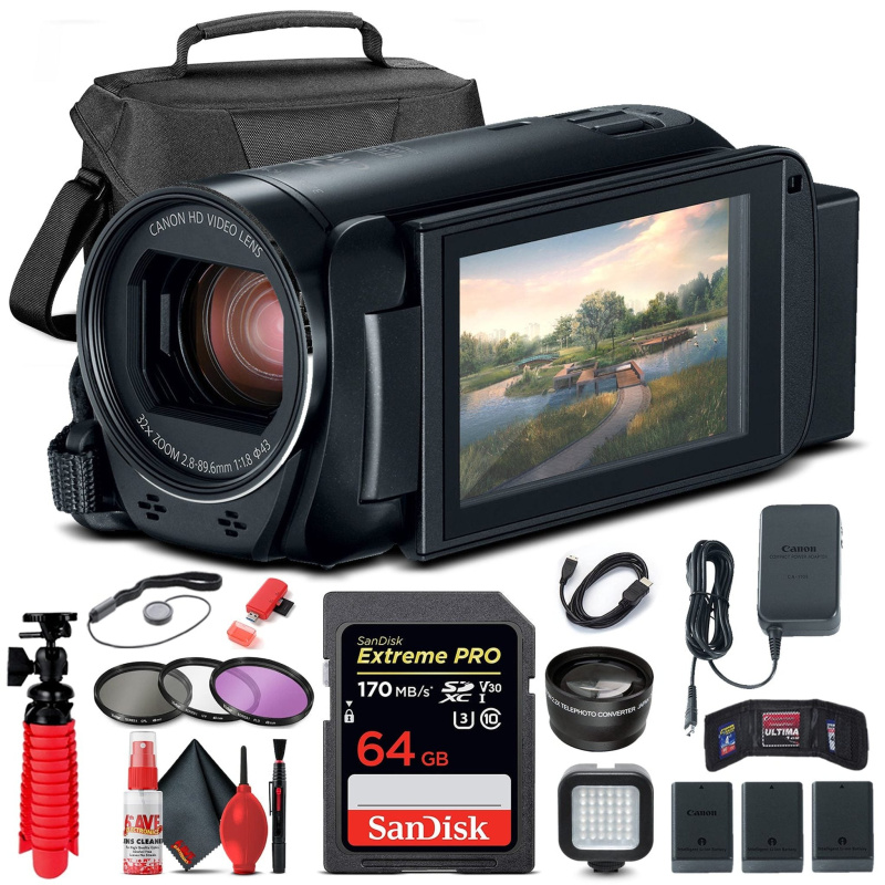 Canon VIXIA HF R800 Camcorder (Black) (1960C002) + 64GB Card + Case + More (International Model)