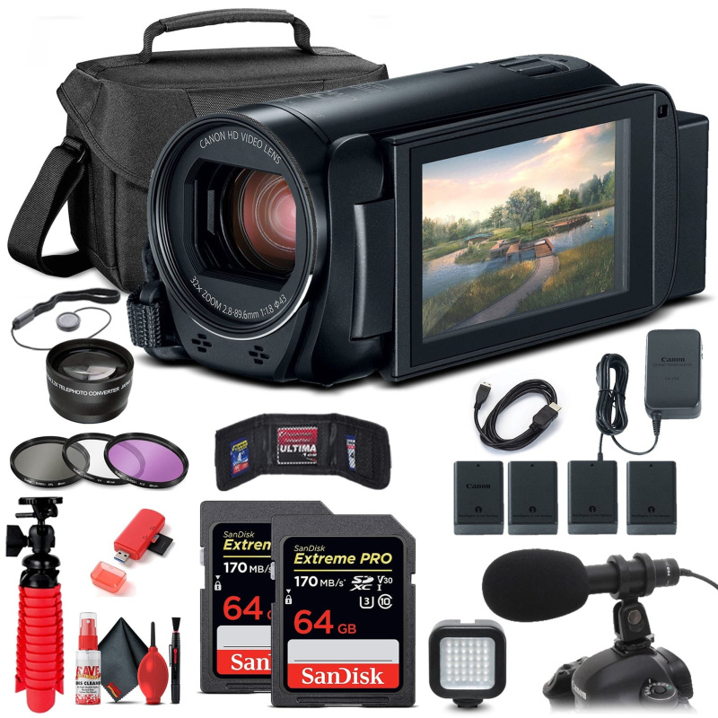 Canon VIXIA HF R800 Camcorder (1960C002) + Pro Mic + 2 x 64GB Cards + More (International Model)