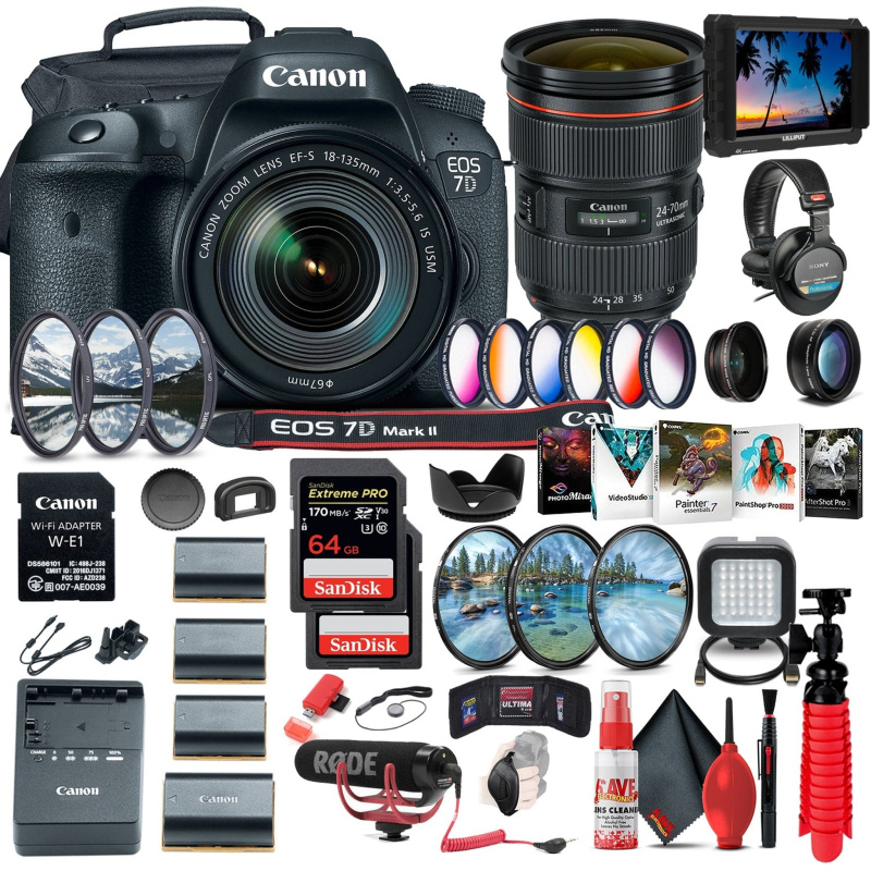 Canon EOS 7D Mark II DSLR Camera W/ 18-135mm f/3.5-5.6 IS USM Lens & W-E1 Innovative Bundle (International Model)