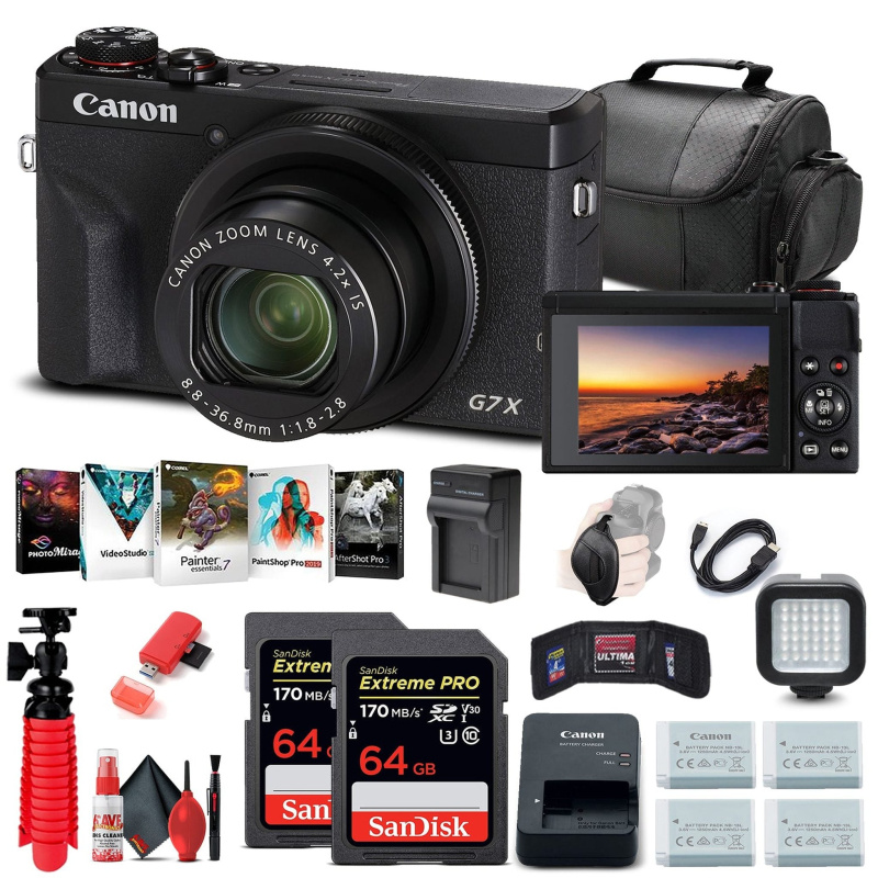 Canon PowerShot G7 X Mark III Digital Camera (3637C001) + 2 x 64GB Cards + More (International Model)