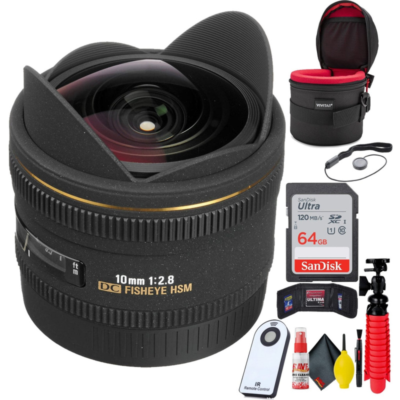 Sigma 10mm F/2.8 EX DC HSM FISHEYE LENS FOR SIGMA DIGITAL CAMERA + Accessories Bundle