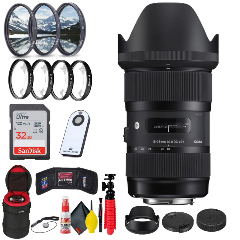 Sigma 18-35mm f/1.8 DC HSM Art Lens for Canon EF + 32GB SD Card Bundle (International Model)
