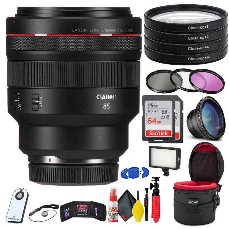Canon RF 85mm f/1.2L USM Lens Bundle with 2 64GB SD Cards (International Model)