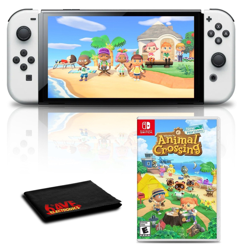 Nintendo Switch OLED White with Animal Crossing New Horizons Game Bundle