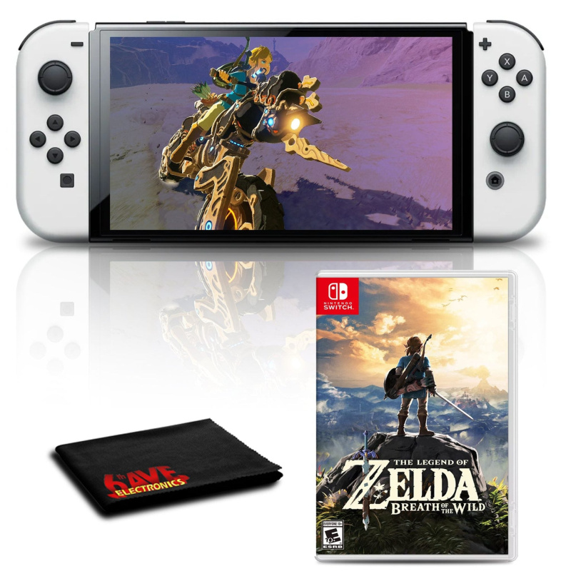 Nintendo Switch OLED White with The Legend of Zelda Breath of the Wild Game