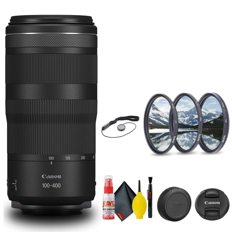 Canon RF 100-400mm f/5.6-8 IS USM Lens (5050C002) + Filter + Cap Keeper + More (International Model)