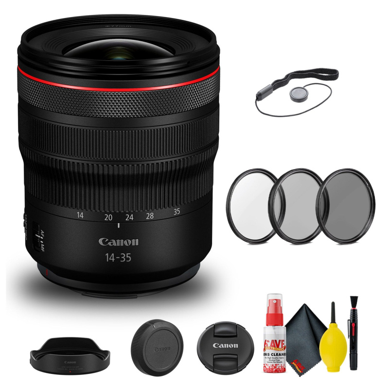 Canon RF 14-35mm f/4L IS USM Lens (4857C002) + Filter Kit + Cap Keeper Base Bundle (International Model)