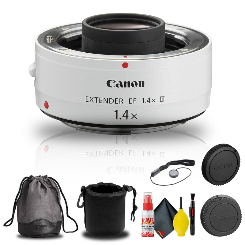 Canon Extender EF 1.4X III (4409B002) + Lens Pouch + Cap Keeper Base Bundle (International Model)