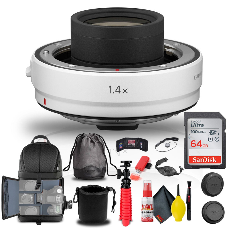 Canon Extender RF 1.4x (4113C002) + BackPack + 64GB Card + Lens Pouch + More (International Model)