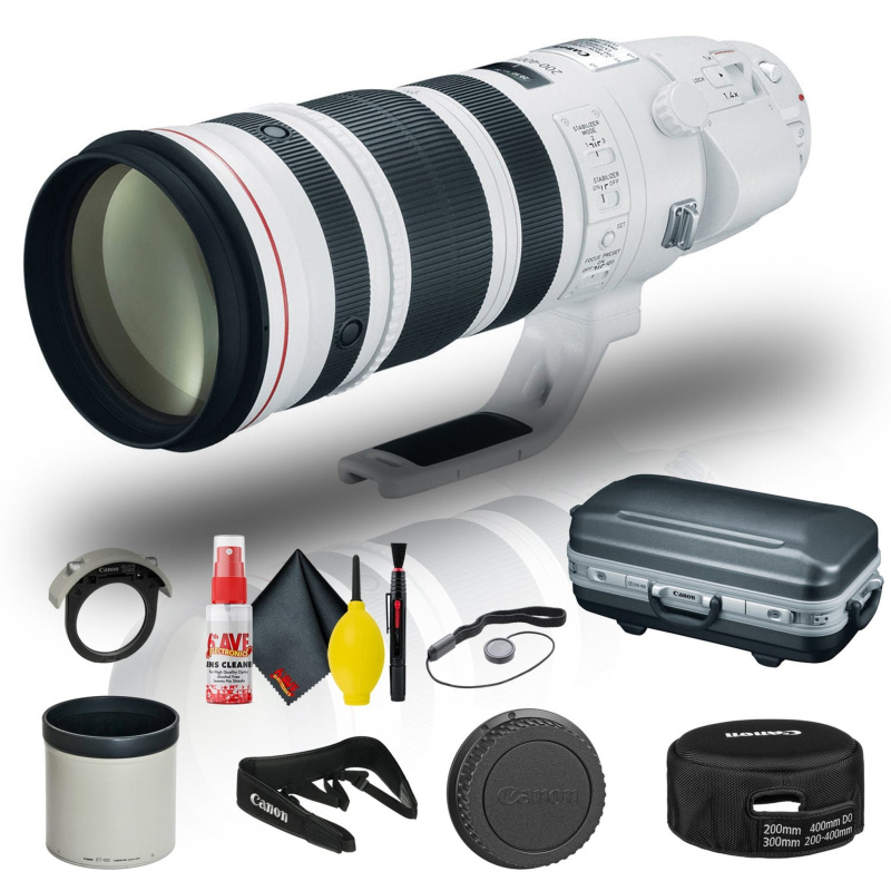 Canon EF 200-400mm f/4L IS USM Extender 1.4x Lens (5176B002) + Cap Keeper Base Bundle (International Model)