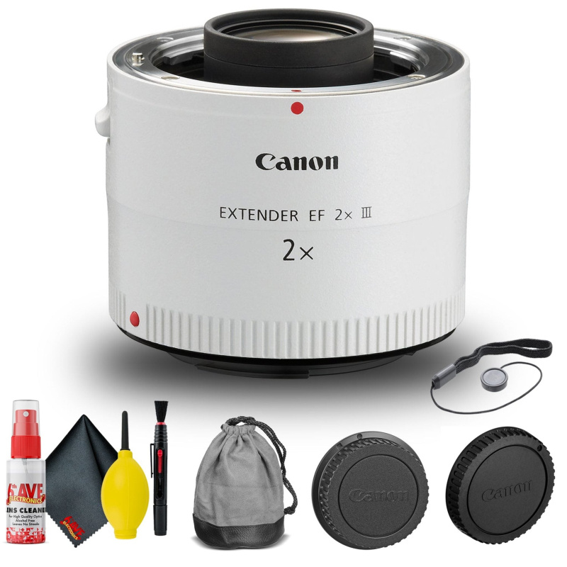 Canon Extender EF 2X III (4410B002) + Cap Keeper + Cleaning Kit Base Bundle (International Model)