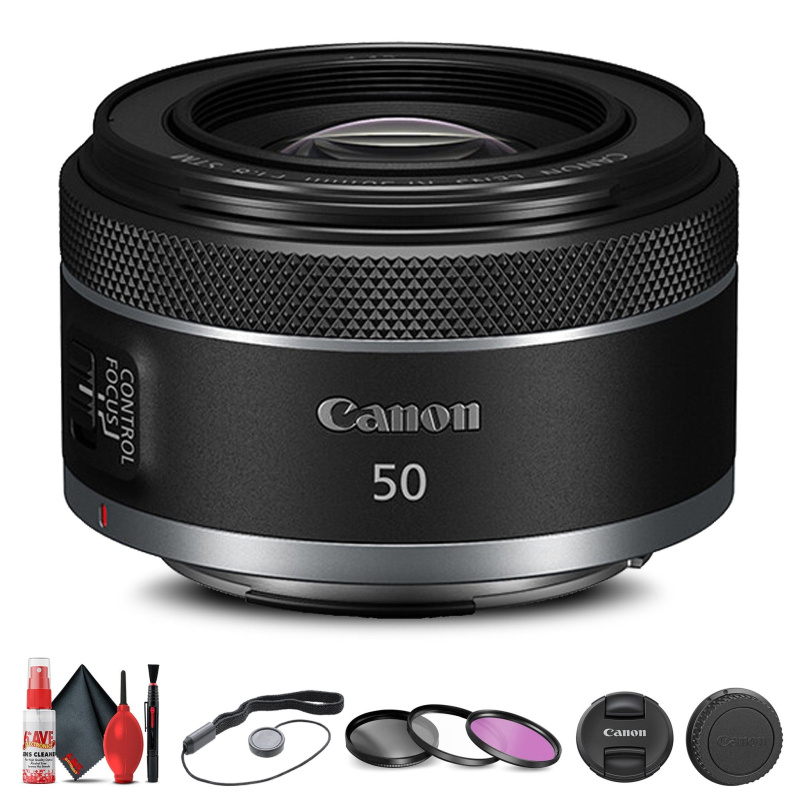 Canon RF 50mm f/1.8 STM Lens (4515C002) + Filter Kit + Cap Keeper Base Bundle (International Model)