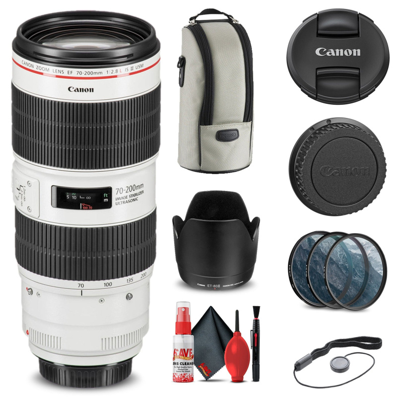 Canon EF 70-200mm f/2.8L IS III USM Lens (3044C002) + Filter Kit Base Bundle (International Model)