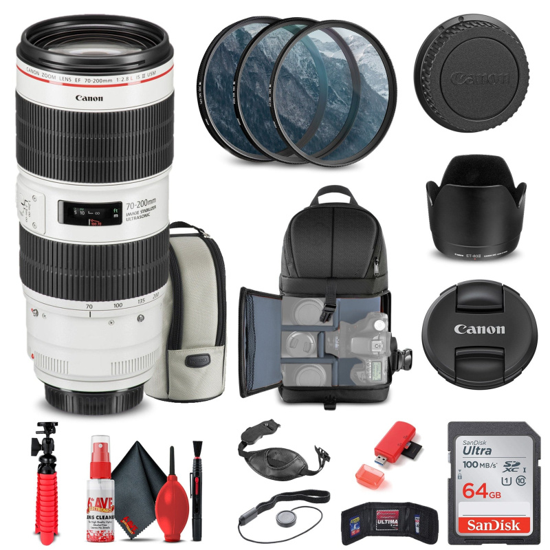 Canon EF 70-200mm f/2.8L IS III USM Lens (3044C002) + Filter + BackPack + More (International Model)