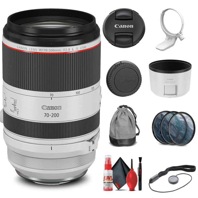 Canon RF 70-200mm f/2.8L IS USM Lens (3792C002) + Filter Kit + Cap Keeper + More (International Model)