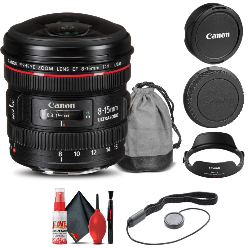 Canon EF 8-15mm f/4L Fisheye USM Lens (4427B002) + Cap Keeper Base Bundle (International Model)