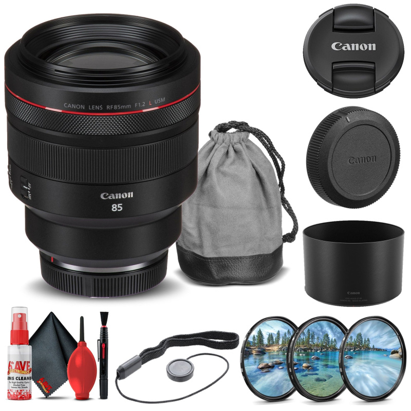 Canon RF 85mm f/1.2L USM Lens (3447C002) + Filter Kit + Cap Keeper Base Bundle (International Model)