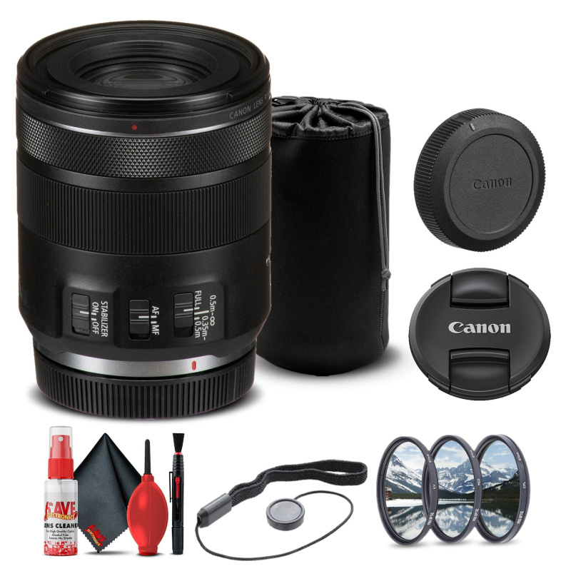 Canon RF 85mm f/2 Macro IS STM Lens (4234C002) + Filter Kit + Lens Pouch Base Bundle (International Model)