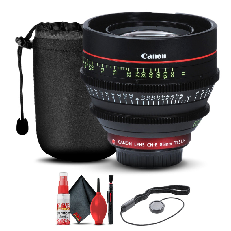 Canon CN-E 85mm T1.3 L F Cine Lens (6571B001) + Lens Pouch + Cap Keeper Base Bundle (International Model)