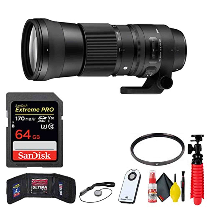 Sigma 150-600mm f/5-6.3 DG OS HSM Contemporary Lens for Canon EF Extreme Pro Bundle (International Model)
