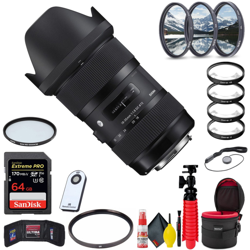Sigma 18-35mm f/1.8 DC HSM Art Lens for Nikon F (Extreme Bundle) W/Accessories