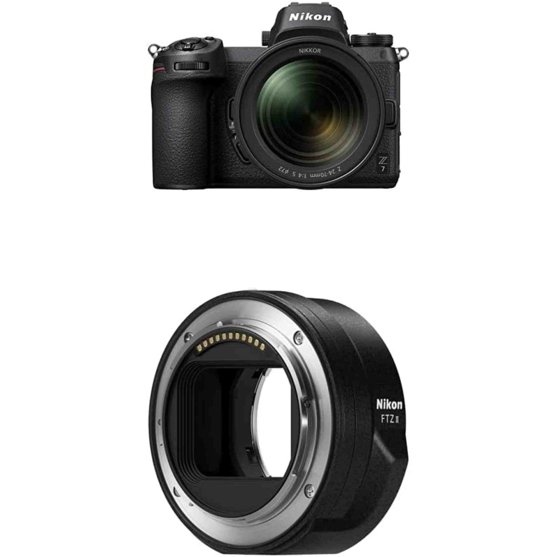 Nikon Z7 FX-Format Mirrorless Camera Body w/NIKKOR Z 24-70mm f/4 S with Nikon Mount Adapter FTZ II