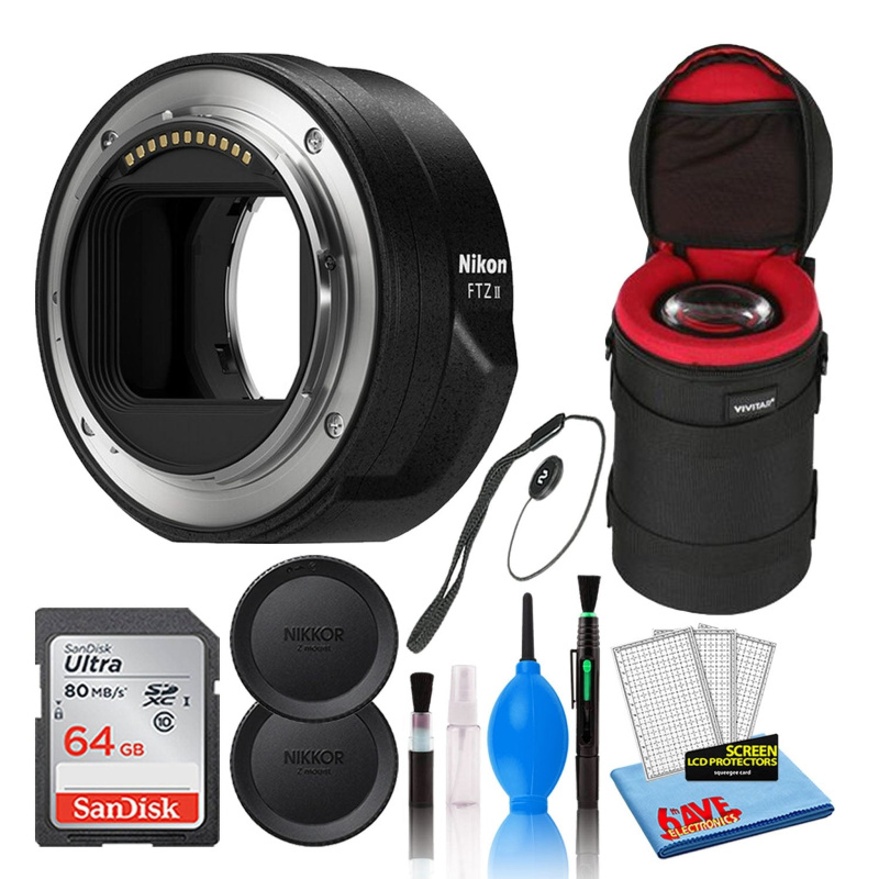Nikon FTZ II Lens Mount Adapter for Z-Lens (4264) Intl Model Bundle + SD Card