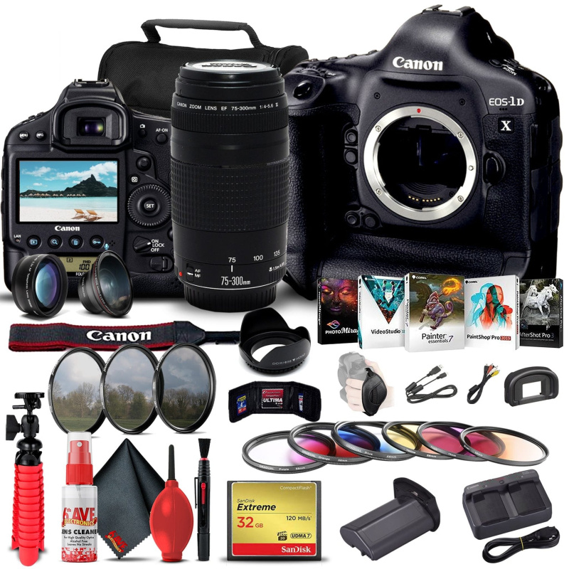 Canon EOS-1D X DSLR Camera (Body) (5253B002) + Canon Lens Bundle (International Model)