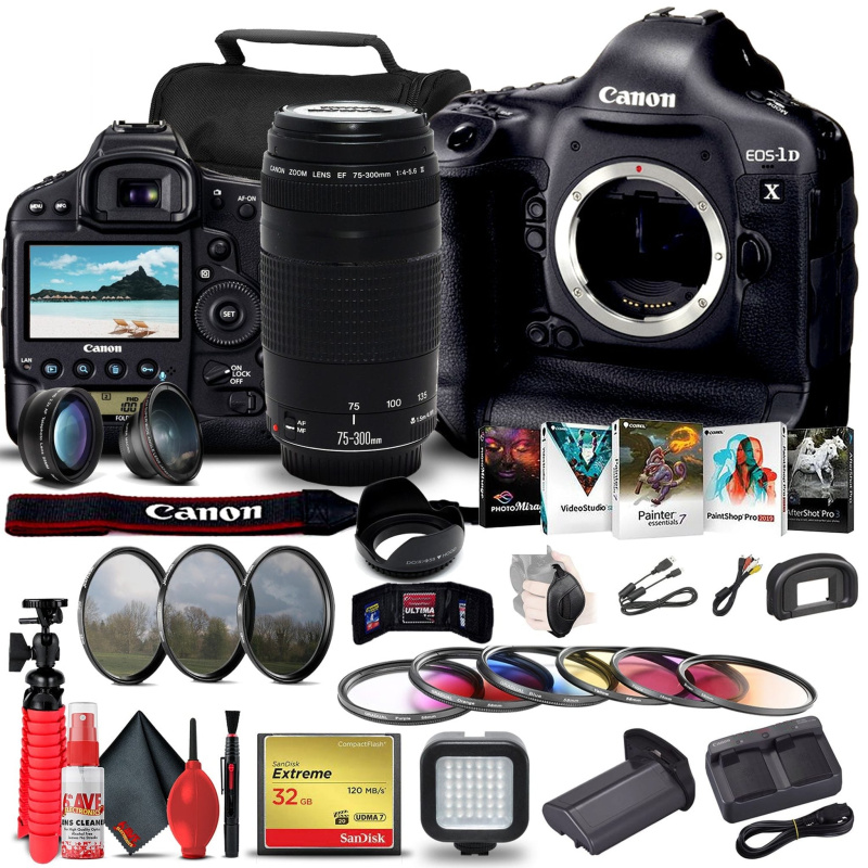 Canon EOS-1D X DSLR Camera (Body) 5253B002 + Canon Lens  + More Bundle (International Model)