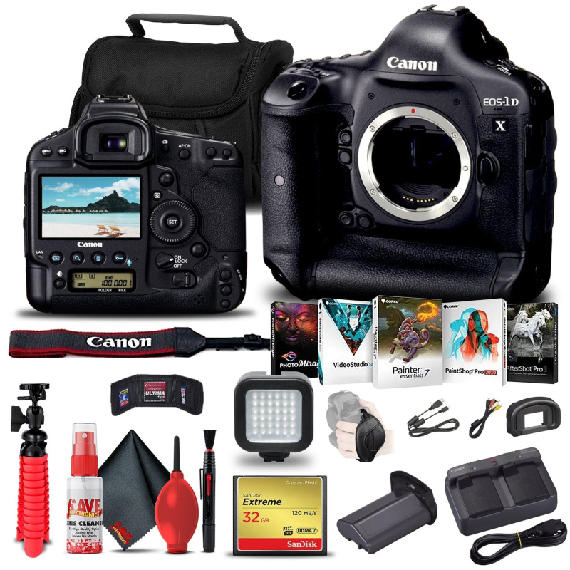 Canon EOS-1D X DSLR Camera (Body Only) + 32GB Card Graphic Bundle (International Model)