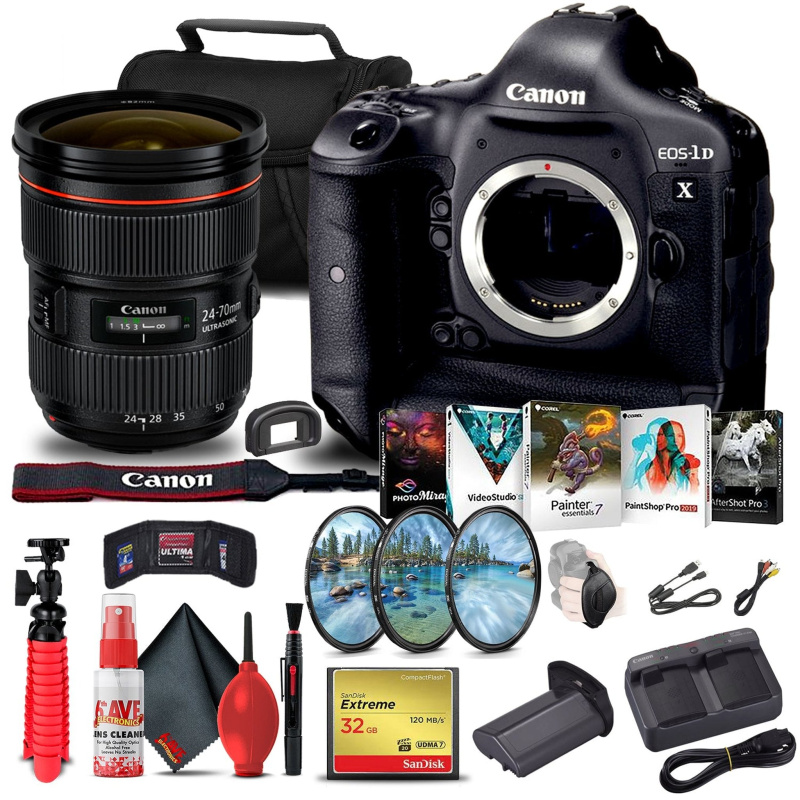 Canon EOS-1D X DSLR Camera (Body Only) + Canon Lens Video Bundle (International Model)