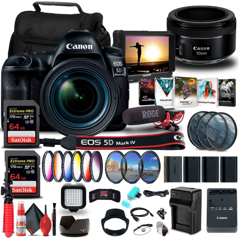 Canon EOS 5D Mark IV DSLR Camera with 24-70mm f/4L Lens (1483C018) Bundle (International Model)