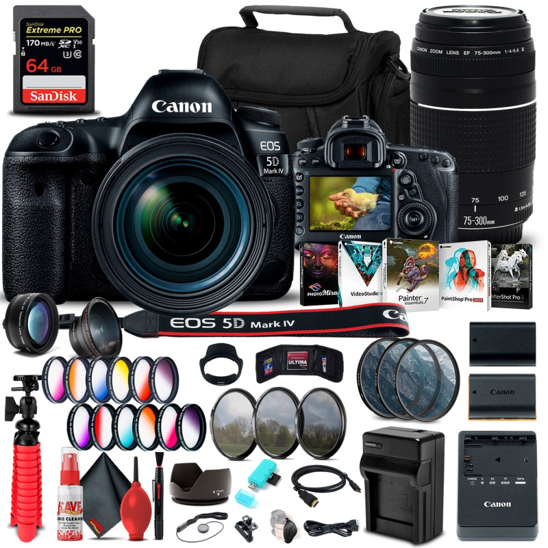 Canon EOS 5D Mark IV DSLR Camera with 24-70mm f/4L Lens (1483C018) Bundle (International Model)