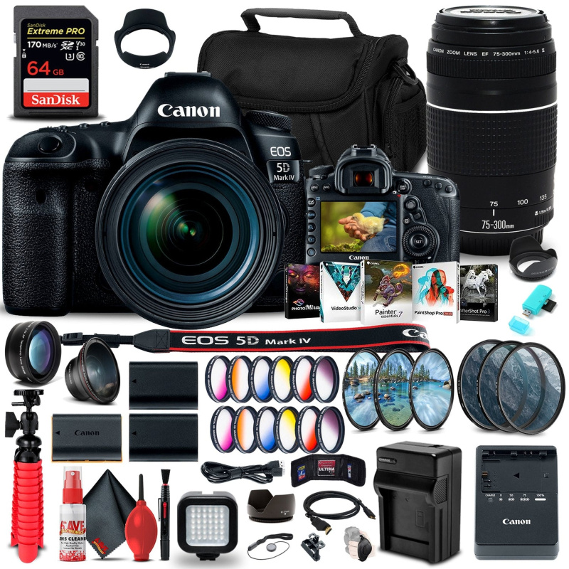 Canon EOS 5D Mark IV DSLR Camera with 24-70mm f/4L Lens (1483C018)  Ultimate Bundle (International Model)
