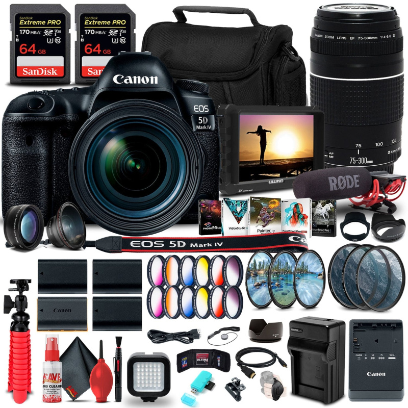 Canon EOS 5D Mark IV DSLR Camera with 24-70mm f/4L Lens (1483C018) Bundle (International Model)