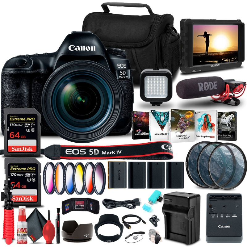 Canon EOS 5D Mark IV DSLR Camera with 24-70mm f/4L Lens (1483C018) Bundle (International Model)