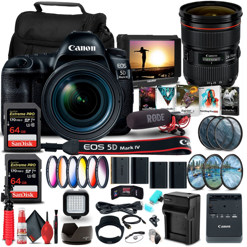 Canon EOS 5D Mark IV DSLR Camera with 24-70mm f/4L Lens (1483C018) Bundle (International Model)