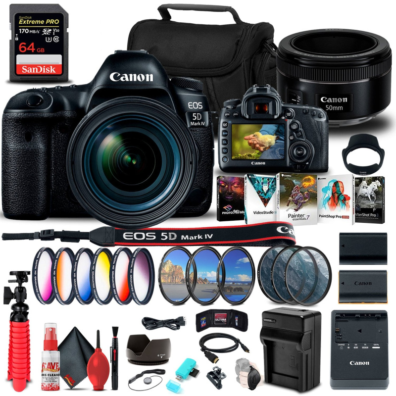 Canon EOS 5D Mark IV DSLR Camera with 24-70mm f/4L Lens (1483C018)  Innovative Bundle (International Model)
