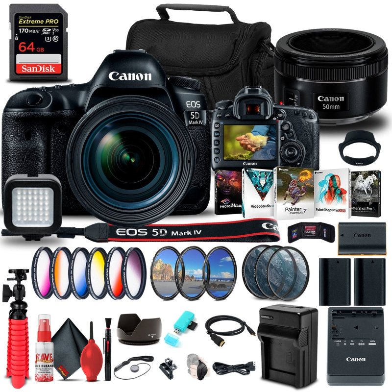 Canon EOS 5D Mark IV DSLR Camera with 24-70mm f/4L Lens (1483C018)  Supreme Bundle (International Model)