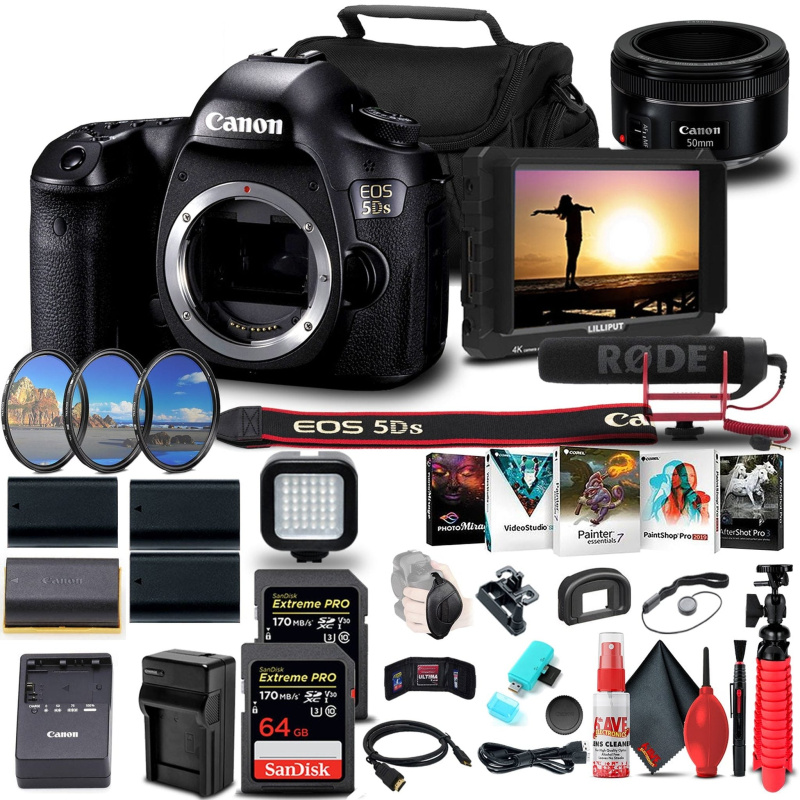 Canon EOS 5DS DSLR Camera (Body Only) + 4K Monitor + Canon Lens + More Bundle (International Model)