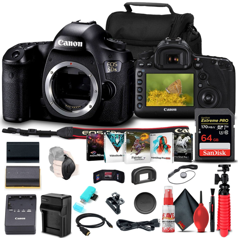 Canon EOS 5DS DSLR Camera (Body) (0581C002) + 64GB Memory Card Starter Bundle (International Model)