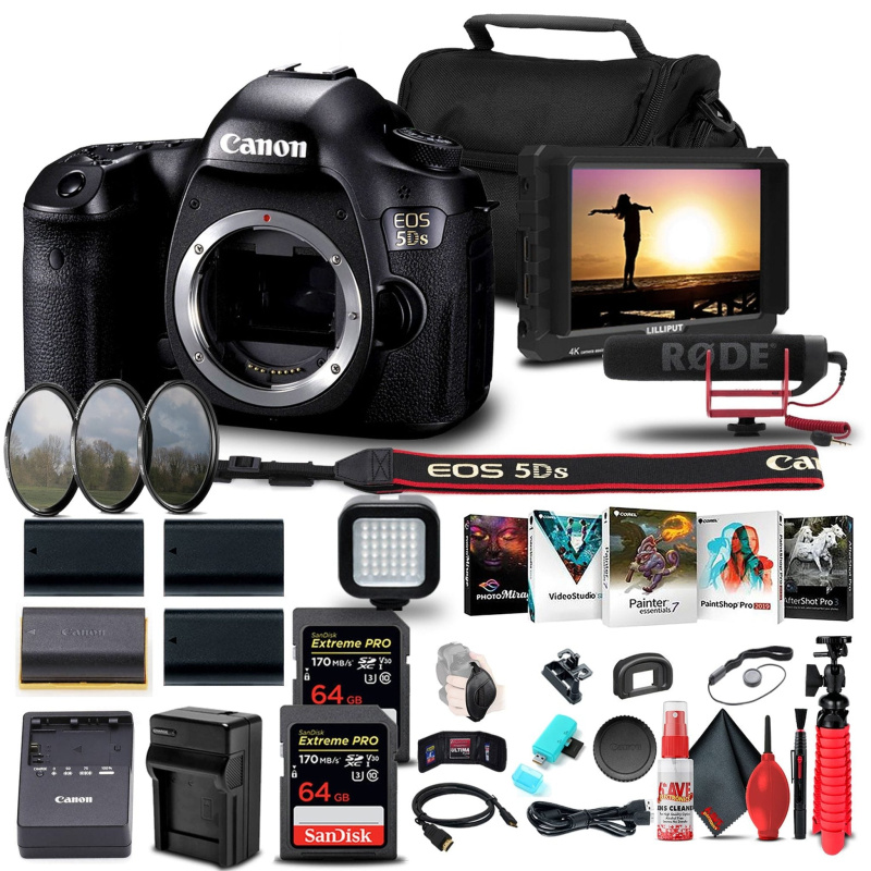 Canon EOS 5DS DSLR Camera (Body Only) + 4K Monitor + Pro Mic + More Bundle (International Model)