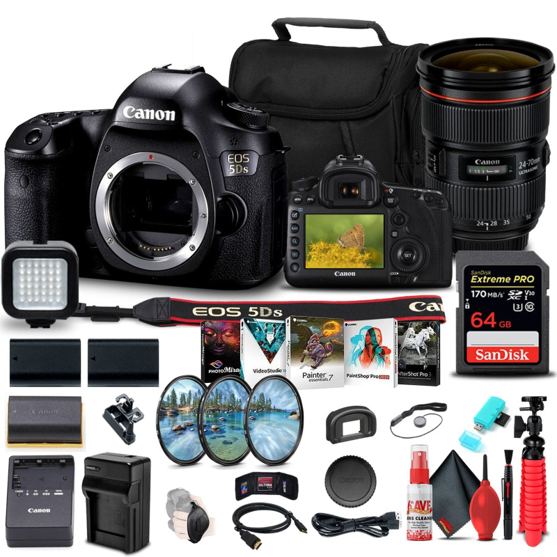 Canon EOS 5DS DSLR Camera (Body Only) (0581C002) + Canon Lens Flash Bundle (International Model)