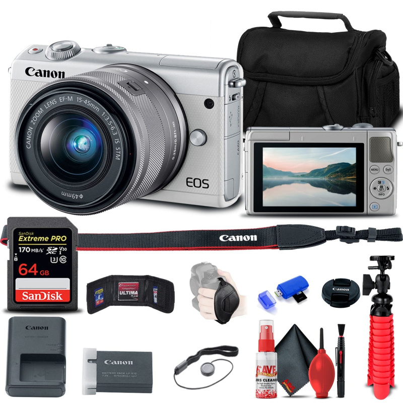 Canon EOS M100 Mirrorless Digital Camera with 15-45mm Lens Bundle (International Model)