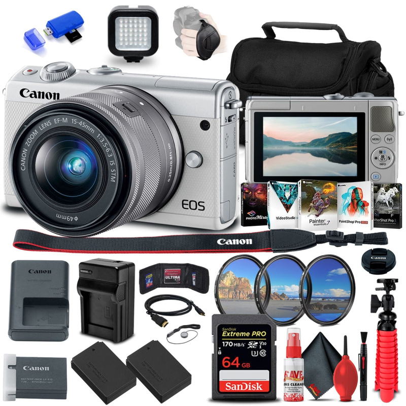 Canon EOS M100 Mirrorless Digital Camera with 15-45mm Lens Bundle (International Model)