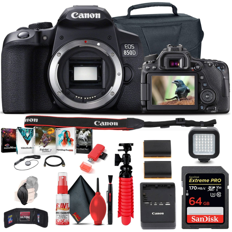 Canon EOS Rebel 850D / T8i DSLR Camera + 64GB Memory Card + Case + More (International Model)