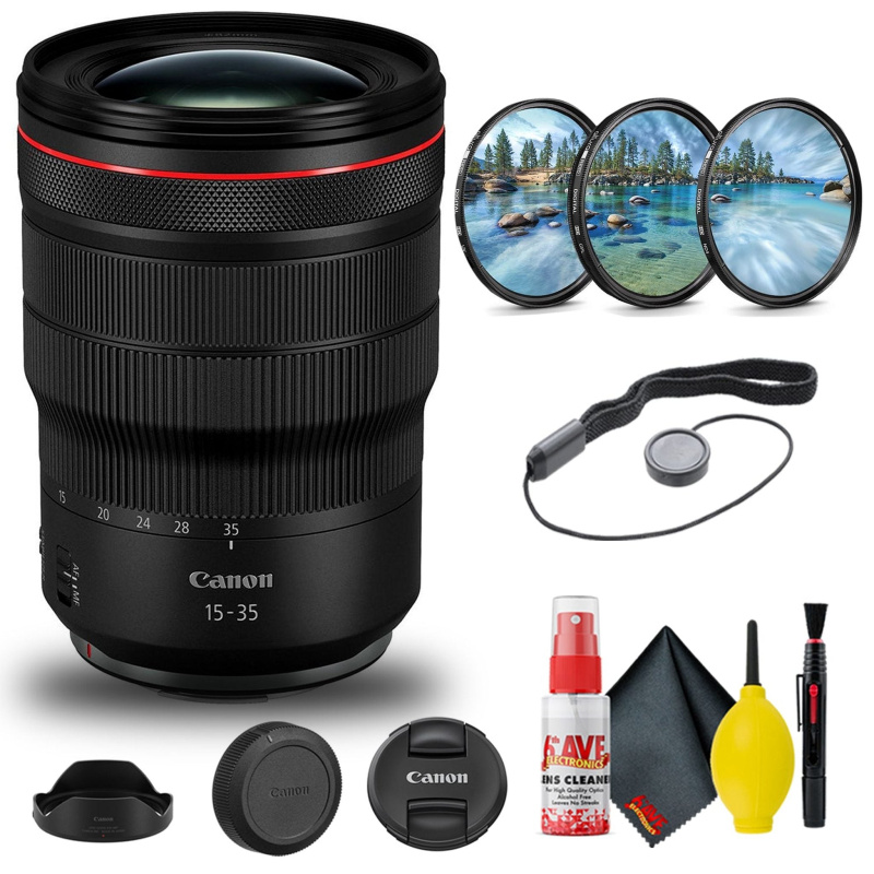 Canon RF 15-35mm f/2.8L IS USM Lens (3682C002) + Filter Kit + Cap Keeper + More (International Model)