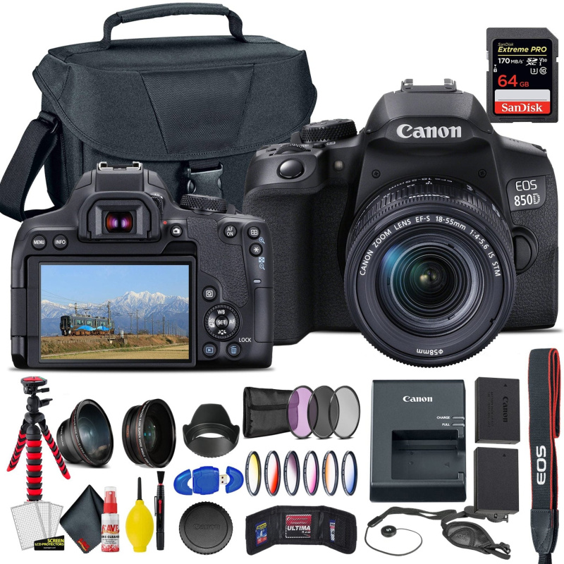 Canon EOS 850D / Rebel T8i DSLR Camera With 18-55mm Lens + Extra Lenses & Battery Bundle (International Model)