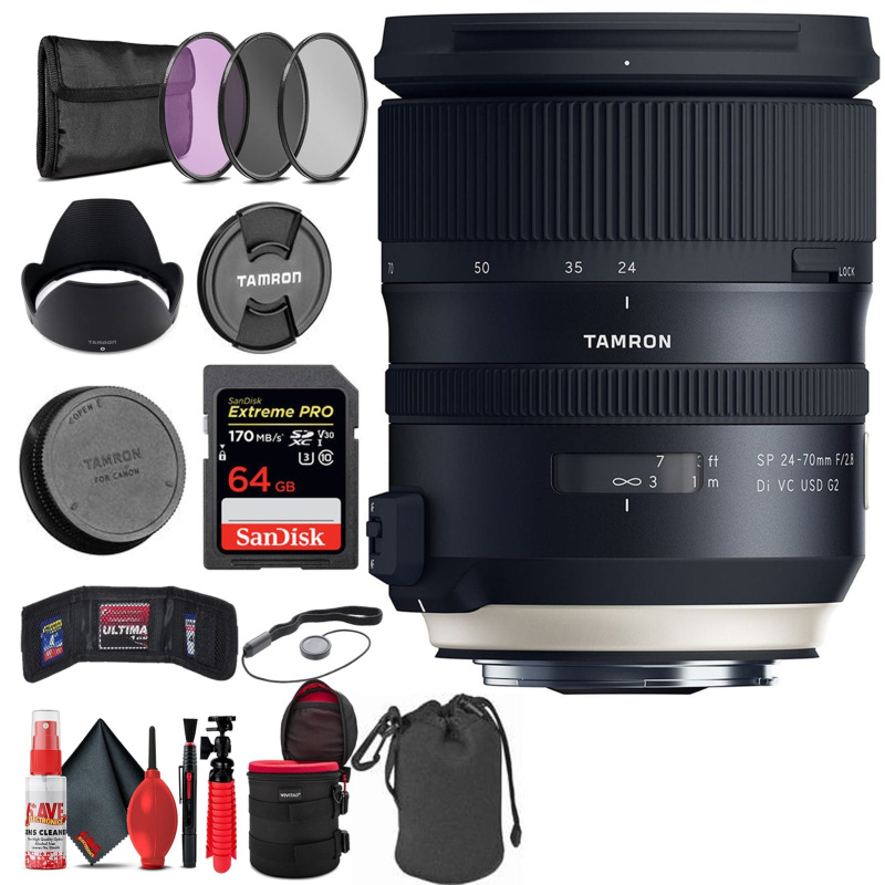 Tamron SP 24-70mm f/2.8 Di VC USD G2 Lens for Canon with Accessories (INT Model) (International Model)