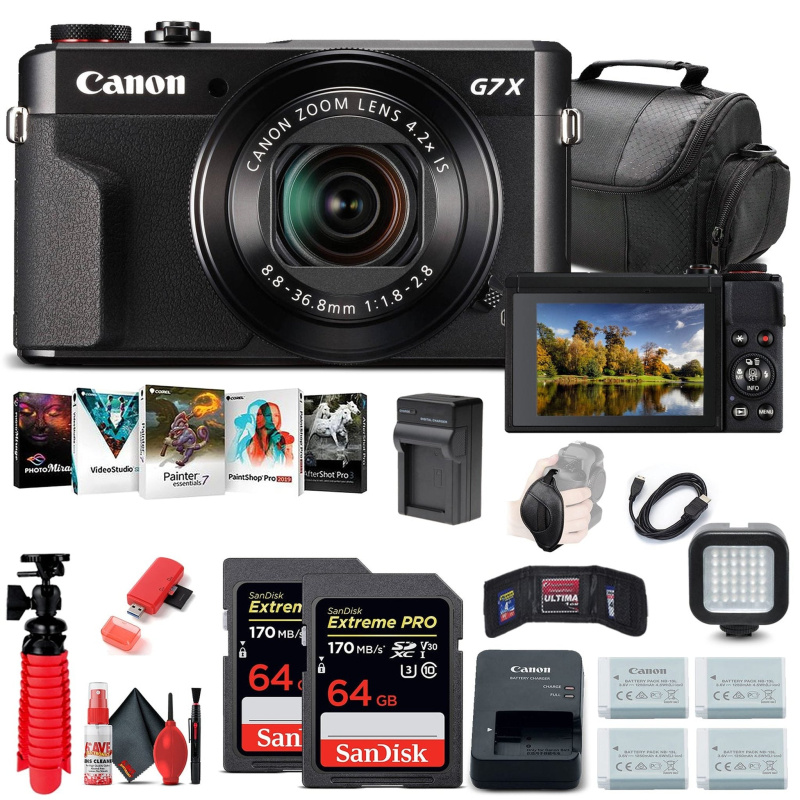 Canon PowerShot G7 X Mark II Digital Camera (1066C001) + 2 x 64GB Cards + More (International Model)